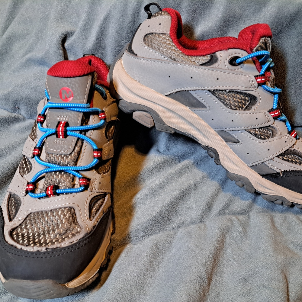 Kids Gray and Red Hiking Shoes